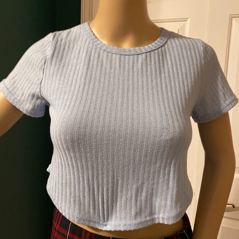 SHEIN baby blue cropped tee